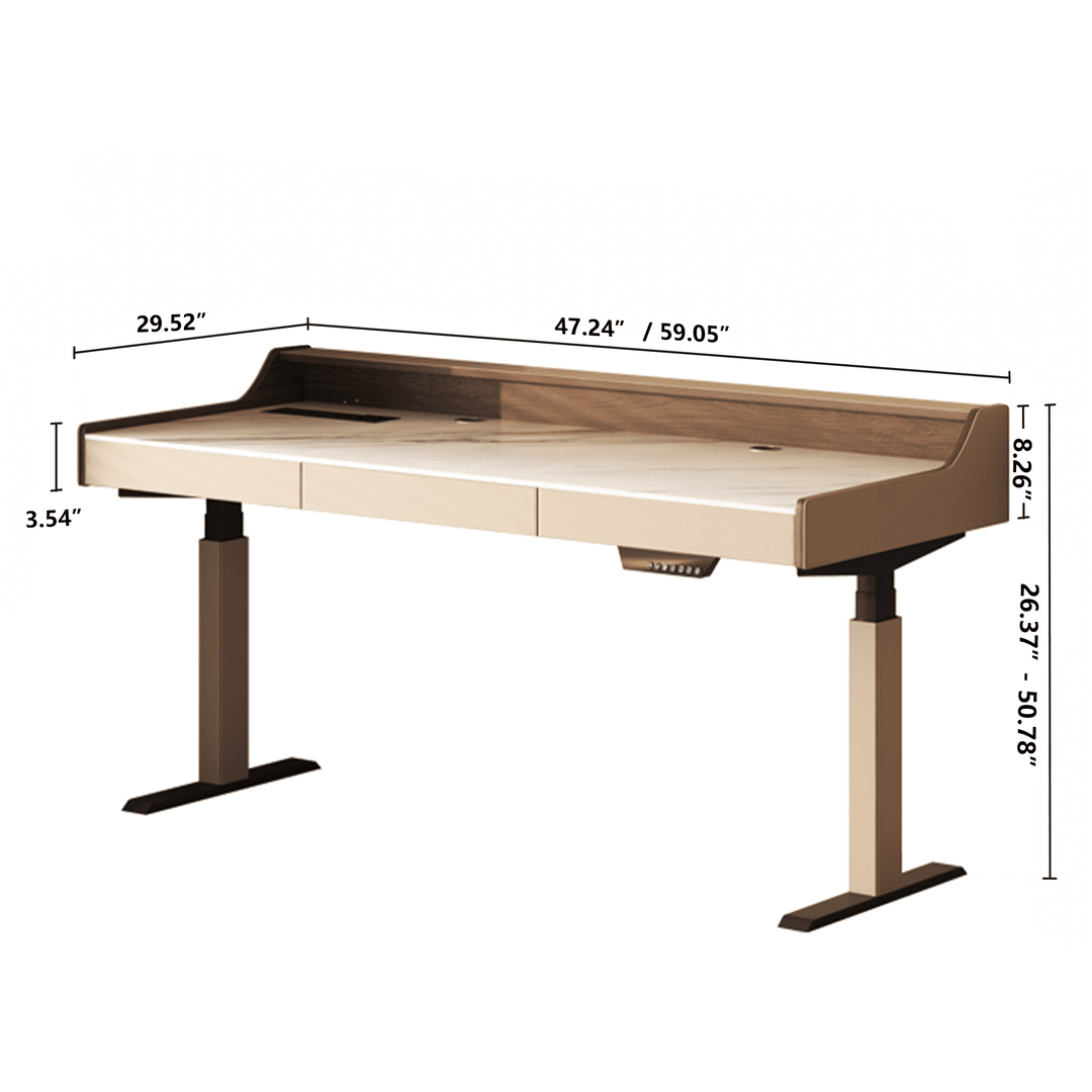 Vane Standing Desk With Drawers-dimension