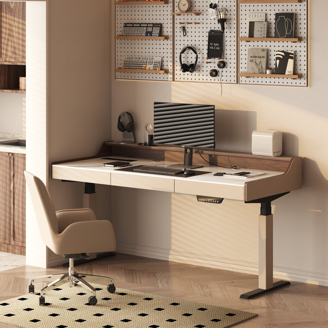 Vane Standing Desk With Drawers-display